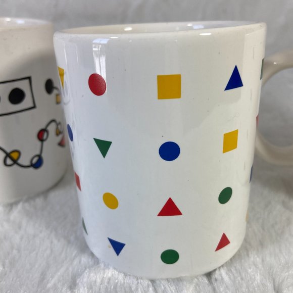 Set of 4 Geometric shape all over print mugs Brazil Star Moon Cats Geo Shapes - Picture 11 of 15